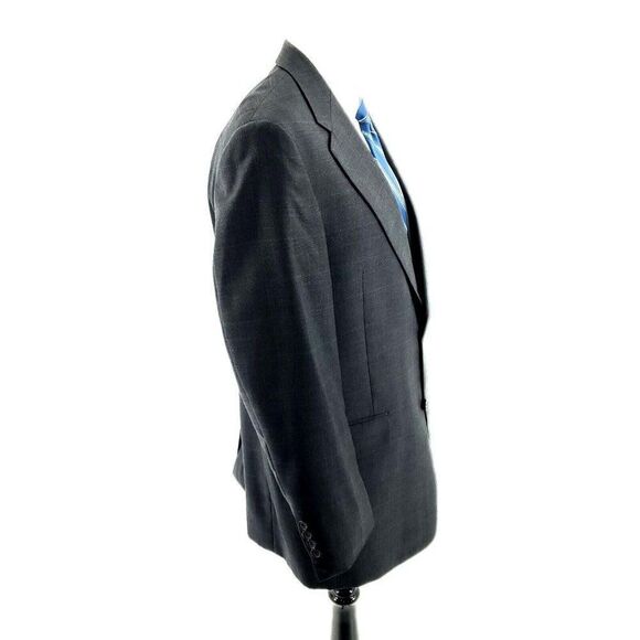 Hart Schaffner Marx Wool 2 Button 2 Piece Suit 40R Gray Check 35/30 Blue Windowp - Picture 7 of 12